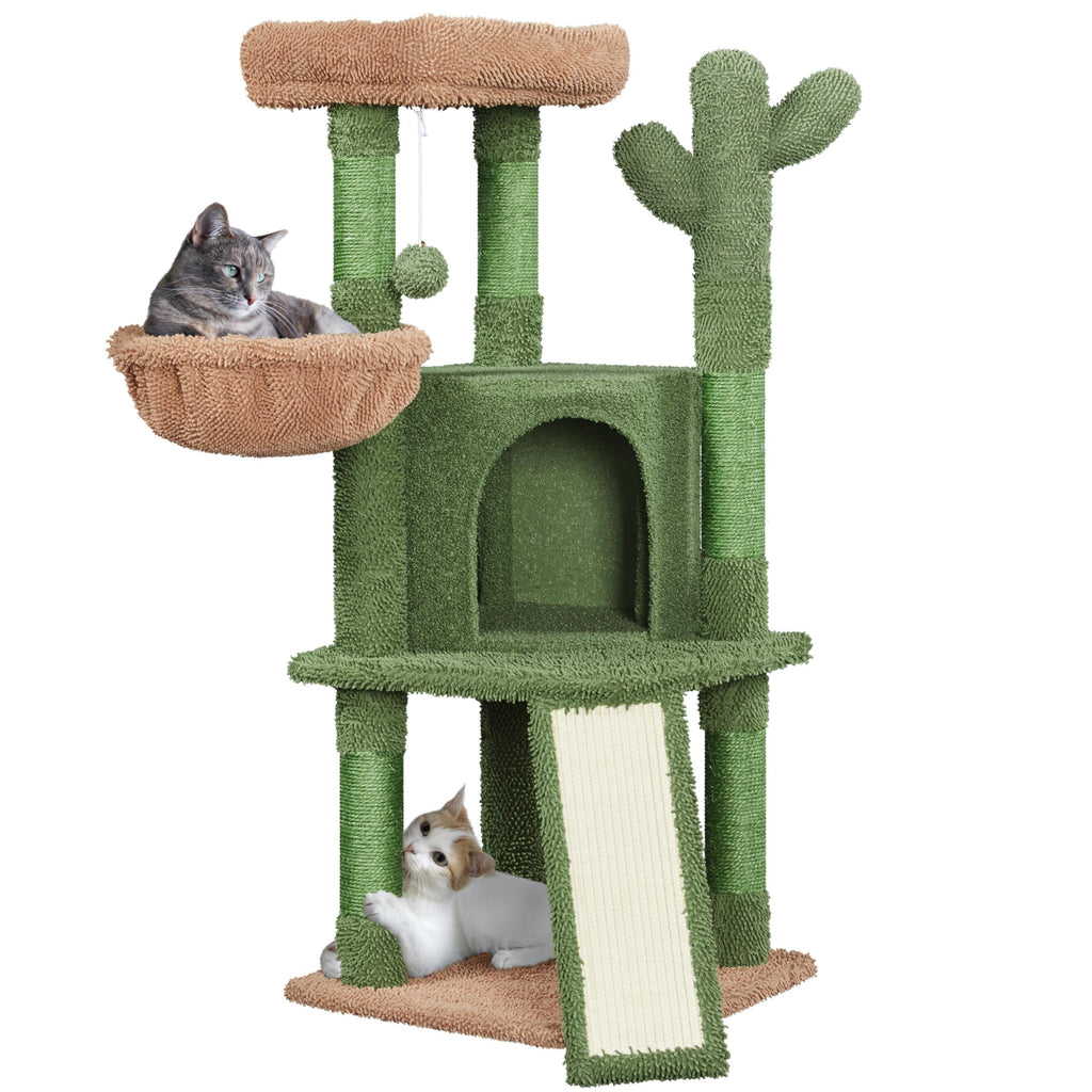 Yaheetech 42" Cactus Cat Tree with Condo, Basket & Scratching Posts