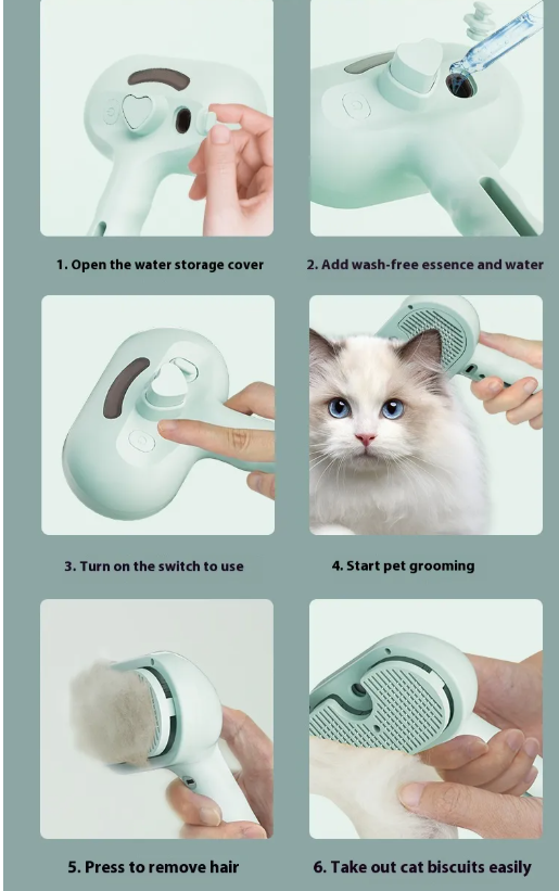 2-in-1 Mist Spray Pet Grooming Comb for Cats & Small Pets