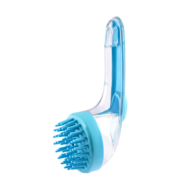 Pet Shower & Grooming Brush – Soft Bristle Bath Brush with Shampoo Dispenser for Cats & Dogs