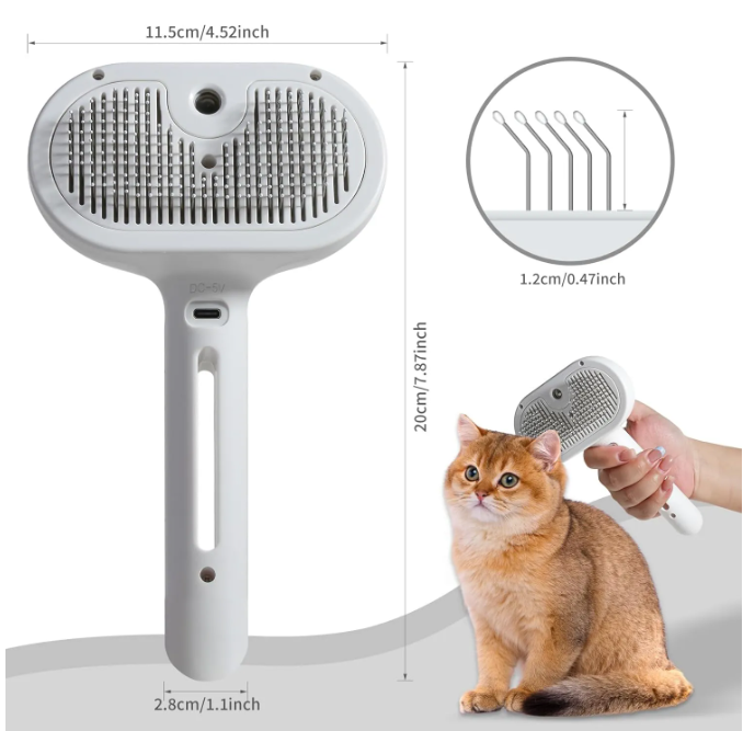 Pet Hair Spray Brush with Built-in Water Tank – For Cats & Dogs