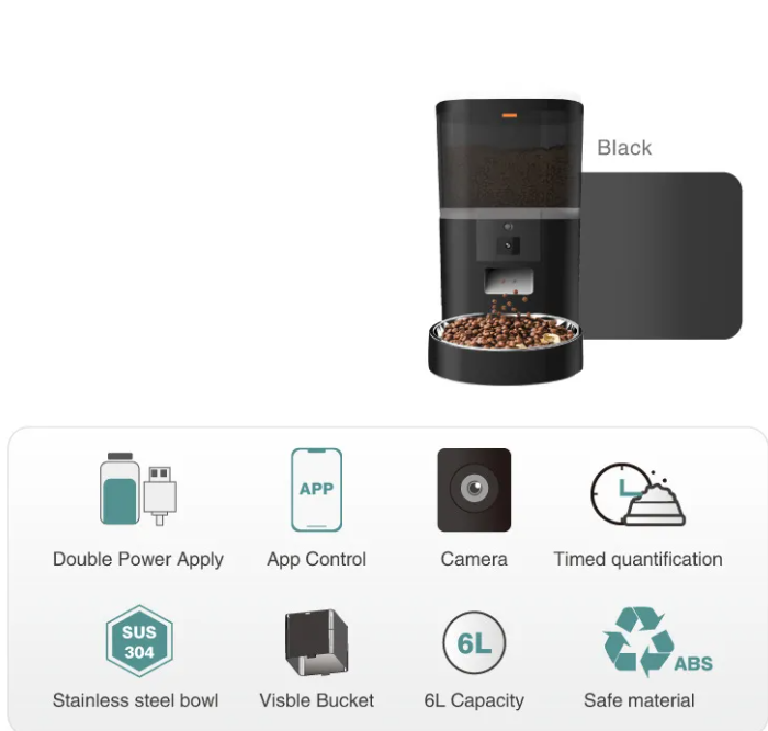 Automatic Pet Feeder for Cats & Dogs – 4L & 6L with Video or Button Control