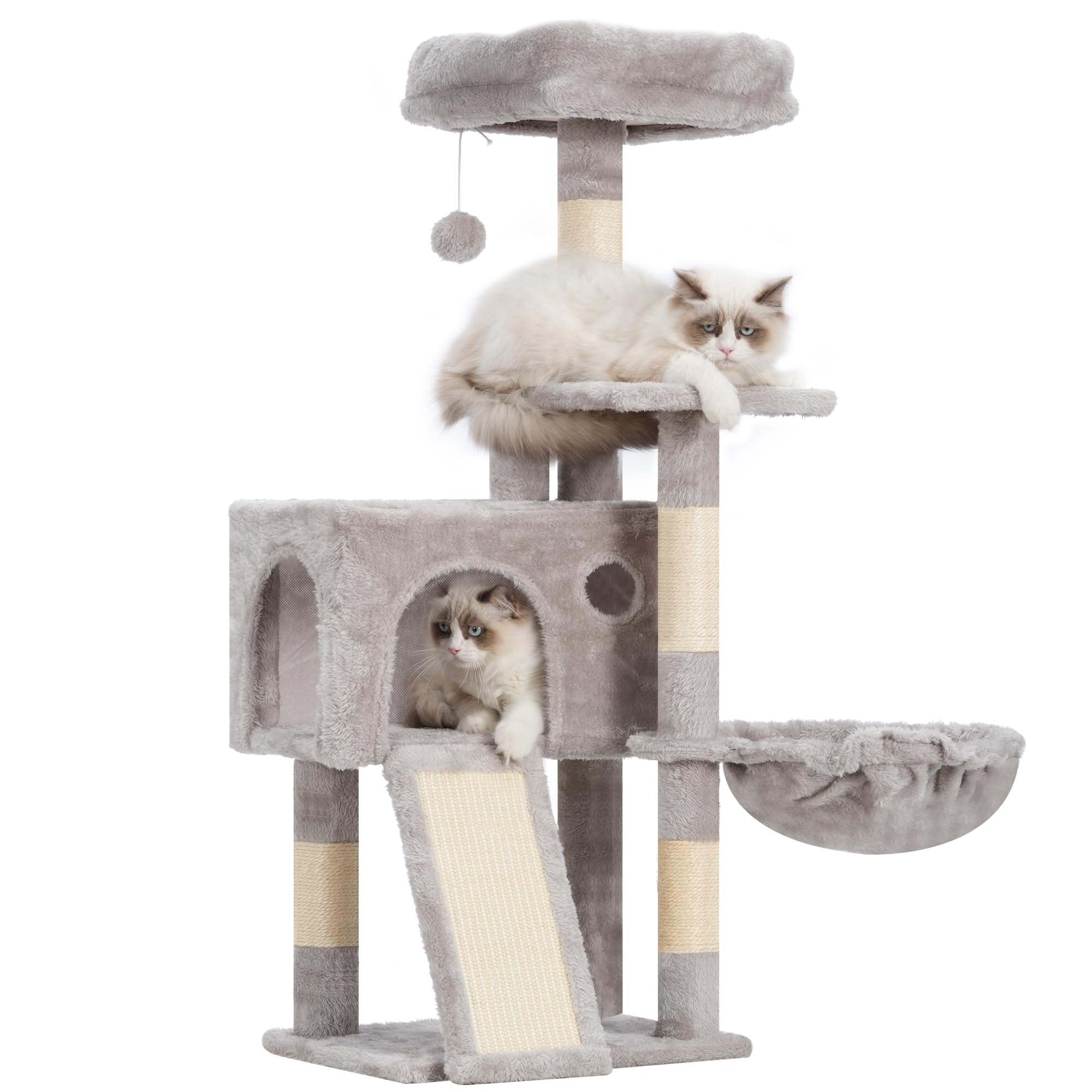 Gitelsnour 41" Cat Tree Tower for Kittens & Small Cats with Hammock & Scratching Posts – Light Grey