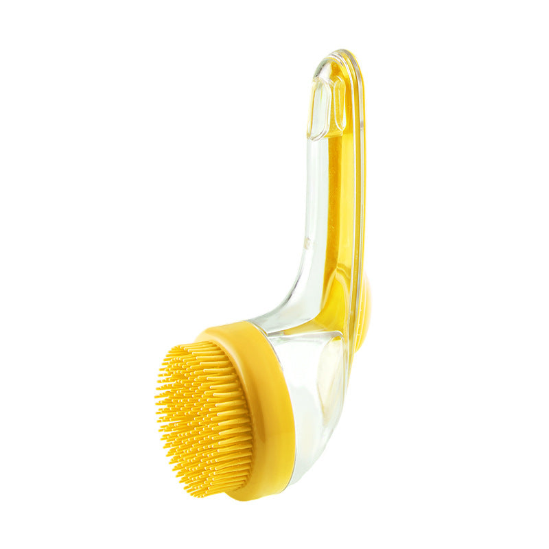 Pet Shower & Grooming Brush – Soft Bristle Bath Brush with Shampoo Dispenser for Cats & Dogs
